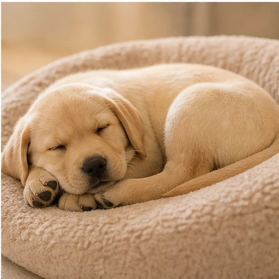 Rest and gentle play for a Labrador puppy